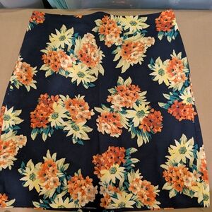 Ann Taylor Navy Floral Mini Skirt